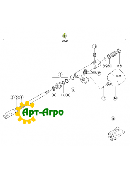 000040796.4 Claas concave adjustment hydraulic cylinder
