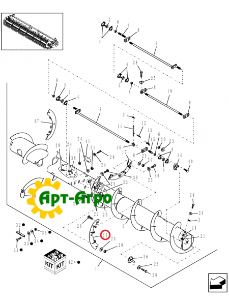 87016022 Auger thread left CASE 2020 CNH