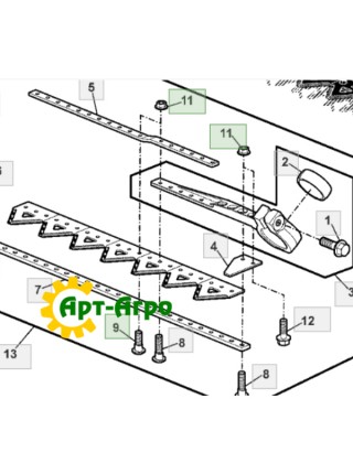 H158342 M6x20 segment bolt with nut John Deere (Alpha-Parts)