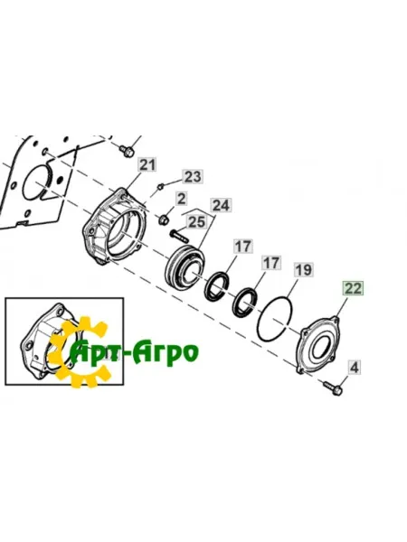 HXE122838 Fan rotor bearing cover JOHN DEERE