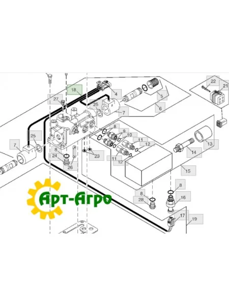 AH215102 Джгут проводів (соленоїд) John Deere AH215102 Джгут проводів (соленоїд) John Deere