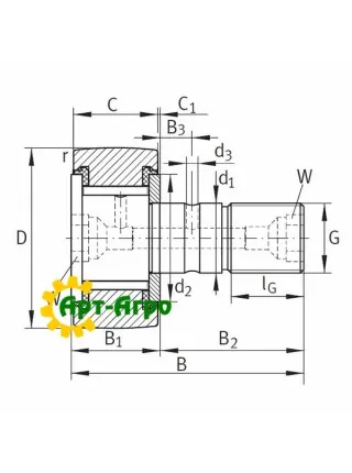 KRV 40 PP A INA Опорний ролик із цапфою