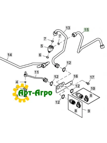 SJ24128 Труба гідравлічна John Deere