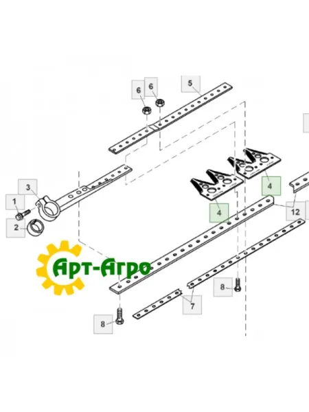 H153329 Сегмент ножа жниварки подвійний (дрібна насічка) John Deere (RASSPE)