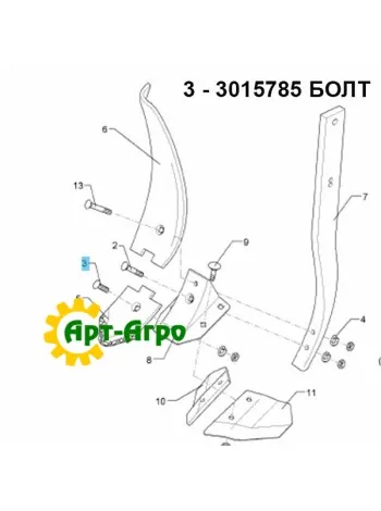 3015785 Болт з потайною головкою M12x30 10.9 Lemken (Оригінал)