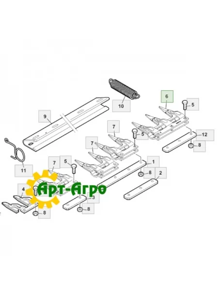 AH143574-SCH Потрійний палець ножа жниварки комбайна John Deere (SCH)