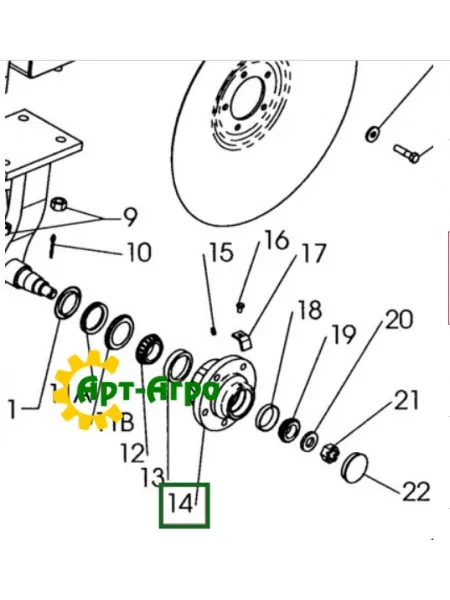 28705011 Ecolo-Tiger 530, 730 CNH deep cultivator disc hub (Analog)