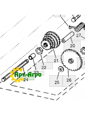 A54318 Вал шестигранний D-22 L-298мм John Deere (Agri Parts)