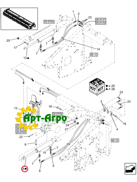 87492401 Гідравлічний циліндр мотовила лівий CNH