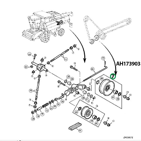 AH173903 Napinacz paska napędowego rozdrabniacza John Deere