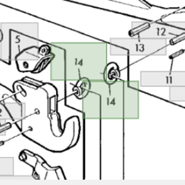 14M7284 Nakrętka M8 z pierścieniem linki zaczepu John Deere