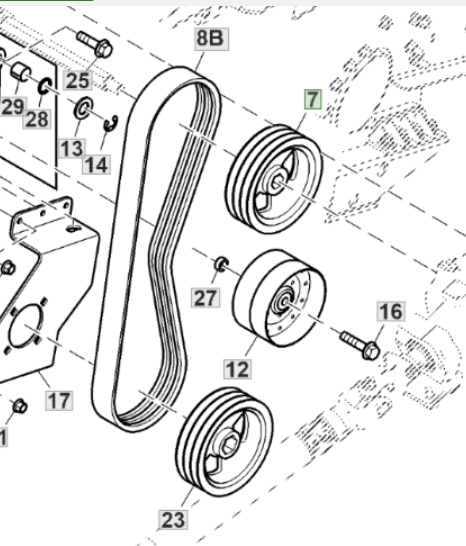 HXE62438 Triple Pulley D-203 mm JOHN DEERE