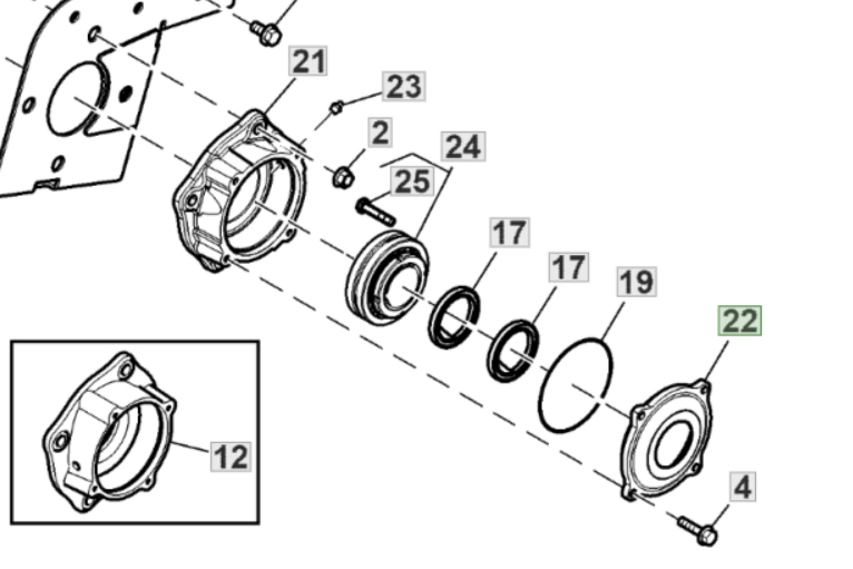 HXE122838 Кришка підшипника ротора вентилятора JOHN DEERE
